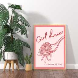 Girl Dinner Kitchen Print, Wall Art, Poster, Decor, Girly Pink Trendy Aesthetic Art - thumbnail 2