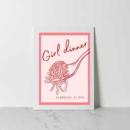Girl Dinner Kitchen Print, Wall Art, Poster, Decor, Girly Pink Trendy Aesthetic Art - thumbnail 3