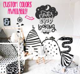 Never Stop Looking Up Dreamer Minimalist Monochrome Playroom Removable Wall Decal Sticker Diy Clouds Birthday Christmas Gift Remodel Hipster - thumbnail 1