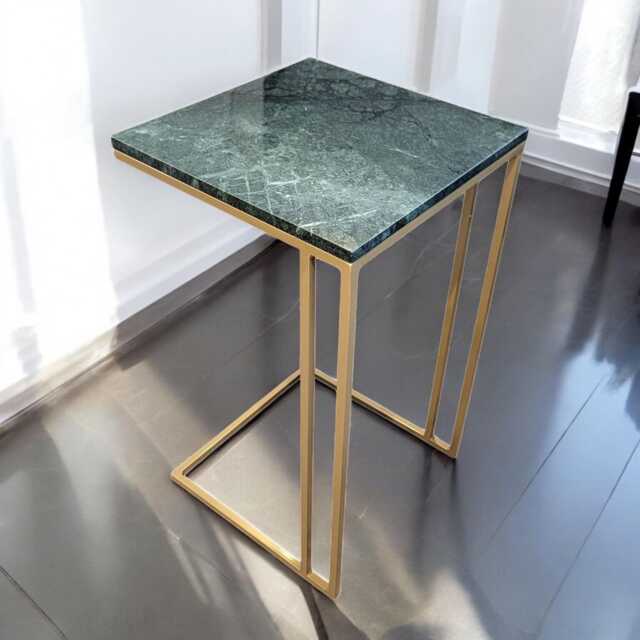 Genuine Marble & Steel End Table - Cantilever Design Side - image 1
