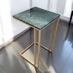 Genuine Marble & Steel End Table - Cantilever Design Side