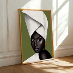 African Beauty Portrait - Olive Green & Black Contemporary African-Inspired Art - Poster Only - thumbnail 1