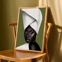 African Beauty Portrait - Olive Green & Black Contemporary African-Inspired Art - Poster Only - thumbnail 3