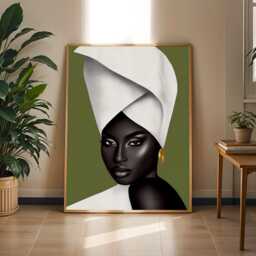 African Beauty Portrait - Olive Green & Black Contemporary African-Inspired Art - Poster Only - thumbnail 2