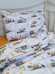 Diggers Single Bed Bedding Set Boys , Trucks Bedding, Kids Room Decor Pure Cotton Bedroom - thumbnail 1