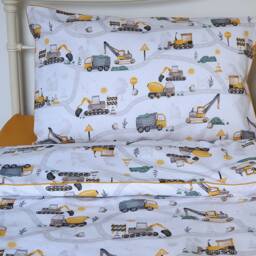 Diggers Single Bed Bedding Set Boys , Trucks Bedding, Kids Room Decor Pure Cotton Bedroom - thumbnail 2