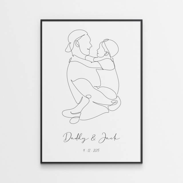 Fathers Day Gift From Son - Dad & Portrait Line Art Personalised For Daddy - image 1