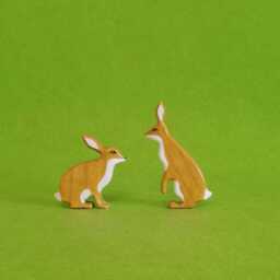 Wooden Hare Family Toy Set Handmade Beechwood Waldorf Toys - thumbnail 3