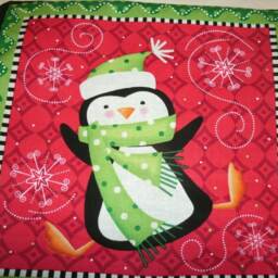Holiday Penguin Pillow, Decorative Accent Pillow - 9x9 - thumbnail 2