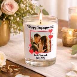 Personalised Photo Candle Glass Jar Soy Wax Printed Label Gift For Her Him Valentines Day Anniversary Birthday Engagement Couple Love