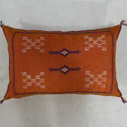 Yakiti-Orange Square Moroccan Pillows, Aka Cactus Silk Pillow, Decorative Pillows, Sabra Pillows, Moroccan Decor Designer Cactus - thumbnail 4