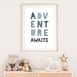 Adventure Awaits Print, Boys Nursery Prints, Explorer Wall Art, Bedroom Playroom Prints - thumbnail 2