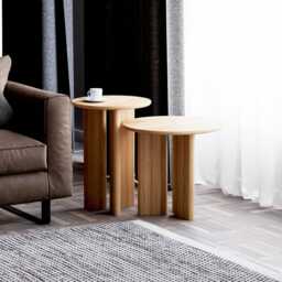 Nesting Tables - End Round Side Table Solid Wood Small For Living Room Set Of - thumbnail 3