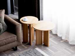 Nesting Tables - End Round Side Table Solid Wood Small For Living Room Set Of - thumbnail 1