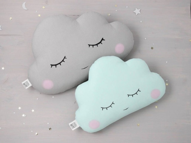 Cloud Nursery Decor, Kids Pillow Set, Throw Cushions For Baby Girl Newborn Gift Boy Room Crib Cot Infant Bed Twinkle Teepee Canopy Mint Pink - image 1