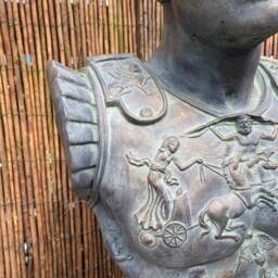Bronze Painted Julius Caesar Bust Stone Bronze Finish Antique Roman Country House - thumbnail 3