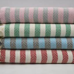 "Bath Towel, Pool Towel, Red Striped Towel, Herringbone Towel, 38""x63" - thumbnail 4