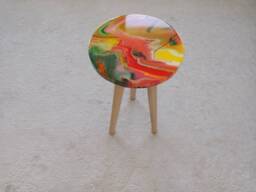 Handmade Orange Resin Coffee Table, Modern Plant Stand