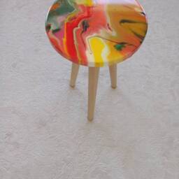 Handmade Orange Resin Coffee Table, Modern Plant Stand - thumbnail 4