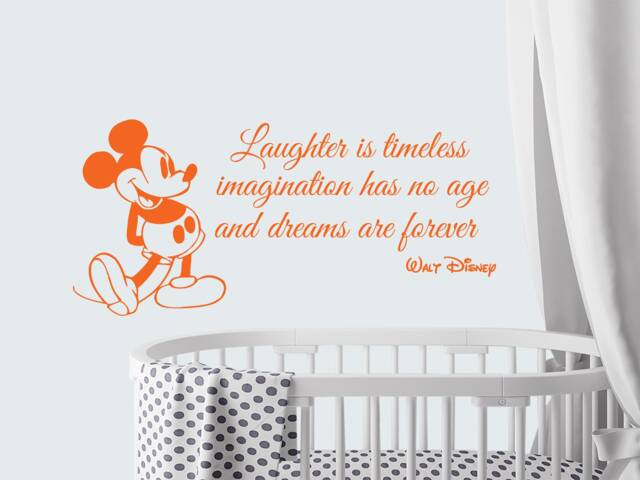 Mickey Mouse Quote - Laughter Is Time Vinyl Stickers Nursery Decor Wall Sm88 - image 1