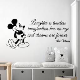 Mickey Mouse Quote - Laughter Is Time Vinyl Stickers Nursery Decor Wall Sm88 - thumbnail 2