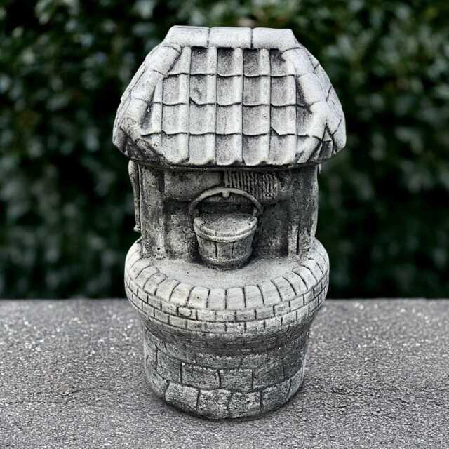 Concrete Wishing Well Statue Stone Garden Decoration Cement Home Ornament Yard Water Sculpture Front Door Figurine Art - image 1
