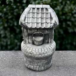 Concrete Wishing Well Statue Stone Garden Decoration Cement Home Ornament Yard Water Sculpture Front Door Figurine Art - thumbnail 1