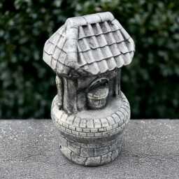 Concrete Wishing Well Statue Stone Garden Decoration Cement Home Ornament Yard Water Sculpture Front Door Figurine Art - thumbnail 3