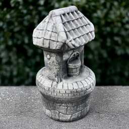 Concrete Wishing Well Statue Stone Garden Decoration Cement Home Ornament Yard Water Sculpture Front Door Figurine Art - thumbnail 2