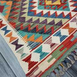 Tribal Rug, Handmade Artisan Afghan Turkish Scandinavian Navajo Bohemian Flatweave Wool Kilim Rug 156x96 cm - thumbnail 2