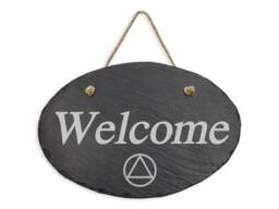 Aa Group Welcome Sign, Natural Slate Hanging Plaque, Laser Engraved Alcoholics Anonymous Wall Hanging, Symbol - thumbnail 1