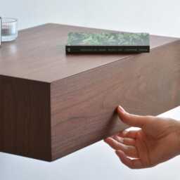 Minimalist Floating Nightstand With Drawer Made Of Walnut - Various Sizes Single Or Double - thumbnail 2