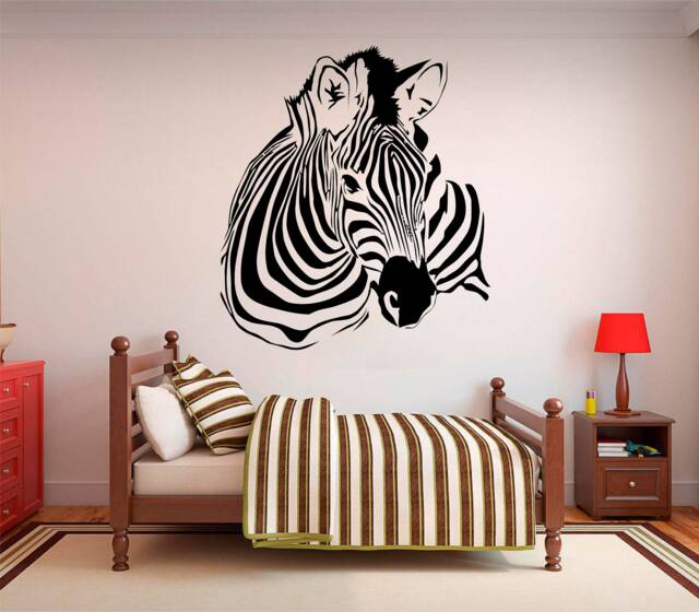 Zebra Vinyl Wall Art, Decal, Sticker, Transfer, Mural, Removable, Decor, Rent Friendly, Interior, Exterior, Full - 0637 - image 1