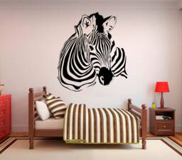 Zebra Vinyl Wall Art, Decal, Sticker, Transfer, Mural, Removable, Decor, Rent Friendly, Interior, Exterior, Full - 0637 - thumbnail 1