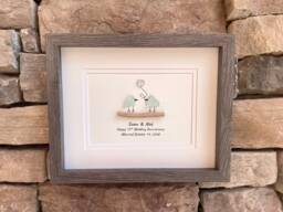 15Th Wedding Anniversary Personalized Gift, Fifteenth Crystal Sea Glass Art, Framed Gift For Wife, Husband, Parents, Friends - thumbnail 1