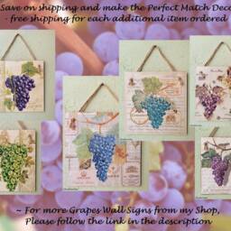 Wine Kitchen Wall Decor Sign, French Farmhouse Grape Hanging, Rustic Winery For Dining Room - thumbnail 4
