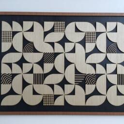 Geometric Abstract Wood Wall Art - Modern Minimal Black & White Collection - Single Piece - thumbnail 2