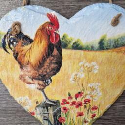 Cockrell Heart Slate Plaque Wall Hanging, 15cm Option Of Gift Box, Gifts, Decoration - thumbnail 2