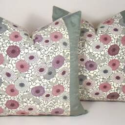 Kimono Silk Pillow Cover Vintage Katazome Floral Throw - thumbnail 4