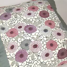 Kimono Silk Pillow Cover Vintage Katazome Floral Throw - thumbnail 3