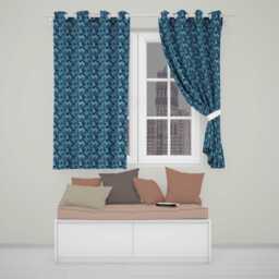 Blue Orchid Floral Seamless Pattern Elegant Botanical Design Readymade Eyelet Ring Top Thermal 100% Blackout Curtains