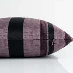 Handmade Crinkle Fabric Stripe Cushion Covers - Royal Purple Black - 18x18 - thumbnail 4