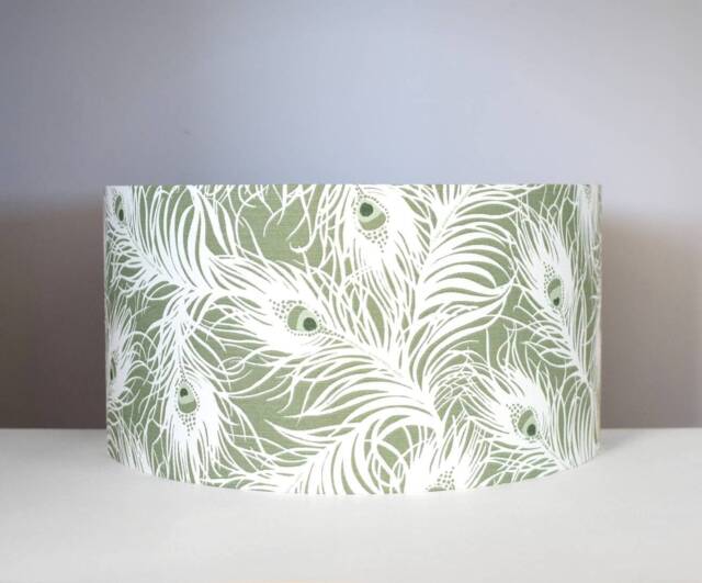 Green Peacock Feather Lampshade, Gold Silver Or White Lining Option, Ceiling Lamp Base, 20cm To 50cm ??, Handmade By Vivid Shades - image 1