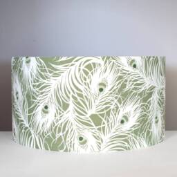 Green Peacock Feather Lampshade, Gold Silver Or White Lining Option, Ceiling Lamp Base, 20cm To 50cm ??, Handmade By Vivid Shades - thumbnail 2
