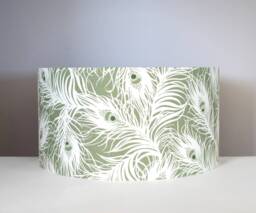 Green Peacock Feather Lampshade, Handmade For Ceiling Or Lamp Base, 20cm To 50cm Diameters