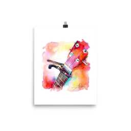 Guitar Headstock Watercolor Art Print Music Room Decor - thumbnail 3