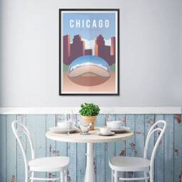 Retro World Famous City Posters - Vintage, Travel Poster Printing Wall Art Print For Home Office Chicago, Usa - thumbnail 2