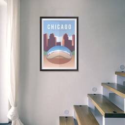 Retro World Famous City Posters - Vintage, Travel Poster Printing Wall Art Print For Home Office Chicago, Usa - thumbnail 3