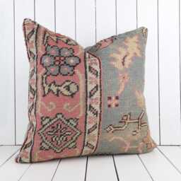 Turkish Kilim Pillow, 24x24 Inch, 60x60 cm Kilim Pillow Cover, Home Decor, Decorative Throw Turkish - thumbnail 3