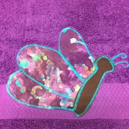 Butterfly Applique Towel - Colorful Plush Bath - 30x54 - thumbnail 2
